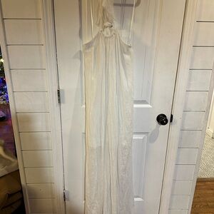Aakaa Anthropologie White Halter Dress Boho Festival Size Medium